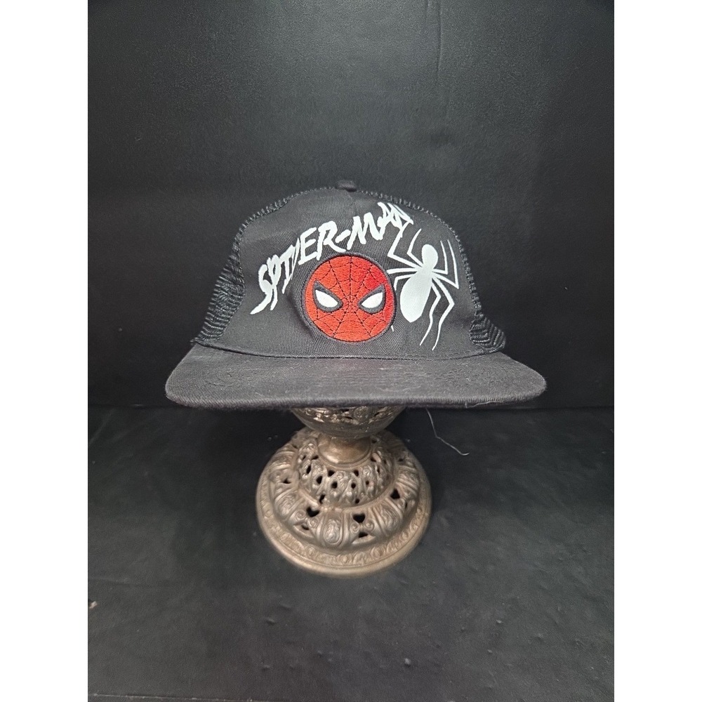 Marvel Spider-Man Trucker Hat,‎ Black Mesh Snapback Cap, Embroidered Logo OSFM